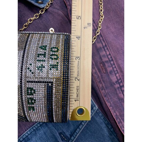 Bling Rhinestone Money Clutch Bag Purse Crystal Evening Handbag Dollar Stack Y2K - Picture 10 of 12